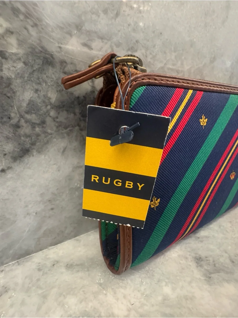 Rugby Ralph Lauren Navy Wallet with Red, Green and Yellow Stripes
